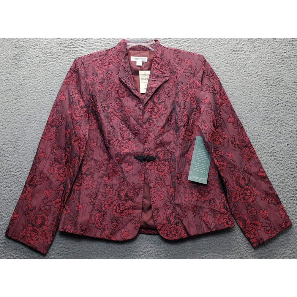Coldwater Creek Blazer Womens 6 Multi‎ Metallic Rose Floral Lined Frog Button